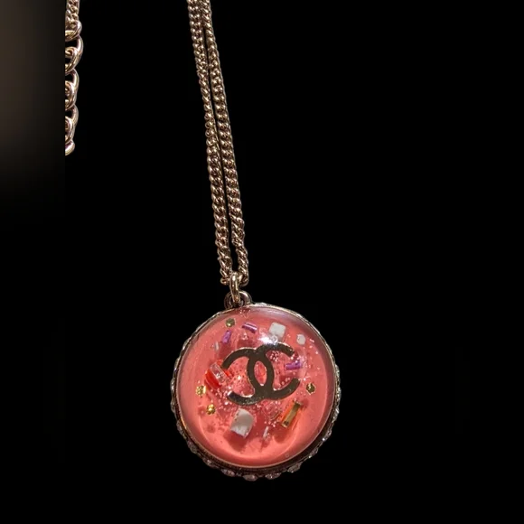 CHANEL Pink CC Confetti Pendant Necklace! - Picture 7 of 14